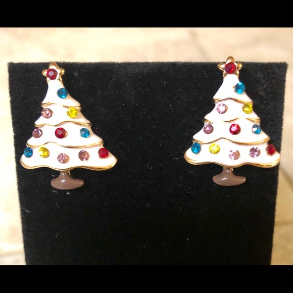 Beautiful Rhinestone Christmas Tree Stud Earrings - Picture 1 of 4